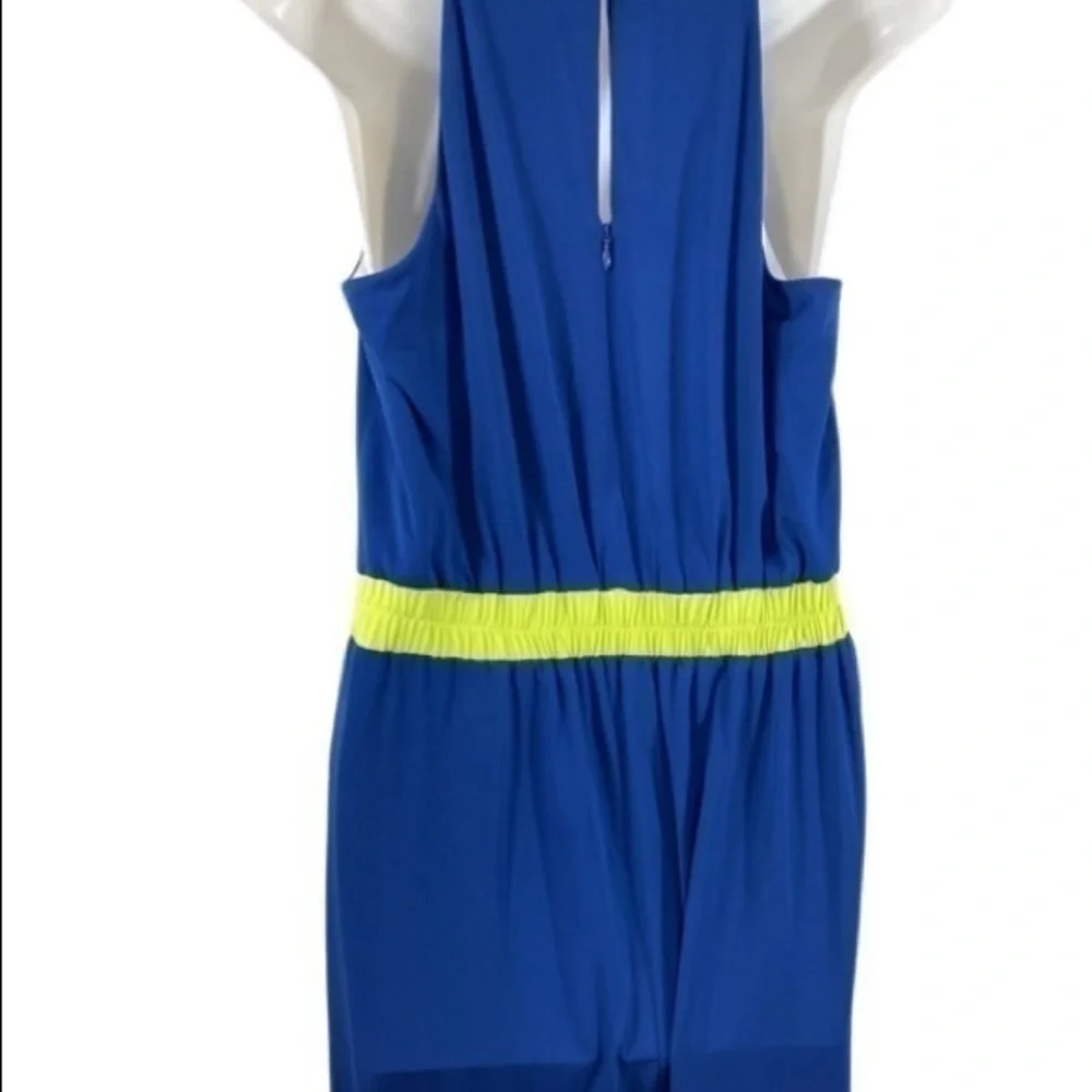 Vince Camuto blue white neon green color block jersey jumpsuit MM2